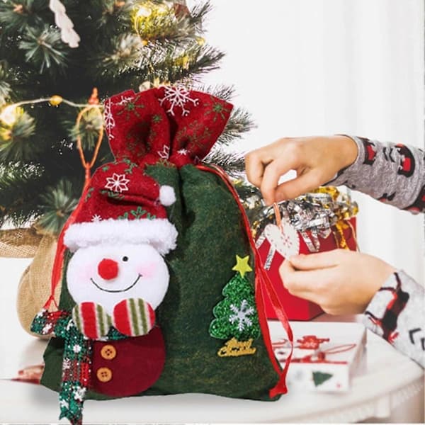 HA-Julklappspåsar med Dragsko Julväskor Klassiska julelement Tryckt förvaringsväska 10.00*17.00*2.00