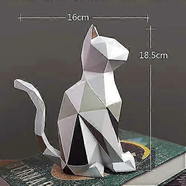 HA~Katteskulptur Statue Geometrisk Figurinindretning Polyresin Kunstgaver 18,5 cm