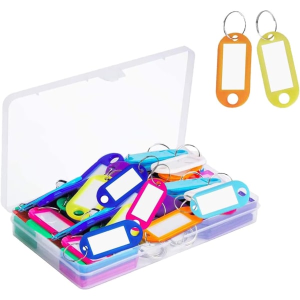 50 st plastnyckelringar med delad ring, ID-etiketter, bagageetiketter, bagageetiketter, husdjursnamn, minnesetiketter, etc (10 färger)