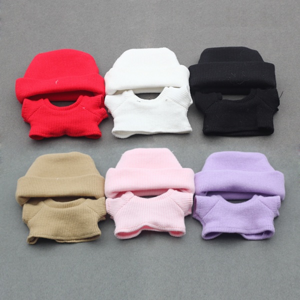 [HH]POPMART 17cm Labubu Första Andra Generationen Tröja T-Shirt Tecknad Leksak Docka Kläder Stickad Trådad Muddad Hatt Tillverkad av Bambu Color powder