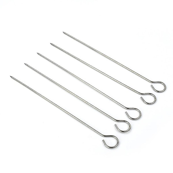 Grillspyd i rustfritt stål med grillnål og 5 holdere, sett med gjenbrukbare grillverktøy, 28*12 cm/HH/