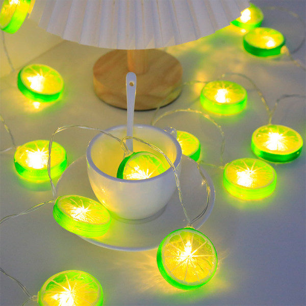 /HA/LED Sitronskive Lyslenke Fruktformet Lykt Barnerom Dekorativ Lyslenke Batteri Lys Orange Lime - Gul Sitronskive, USB Modell Al