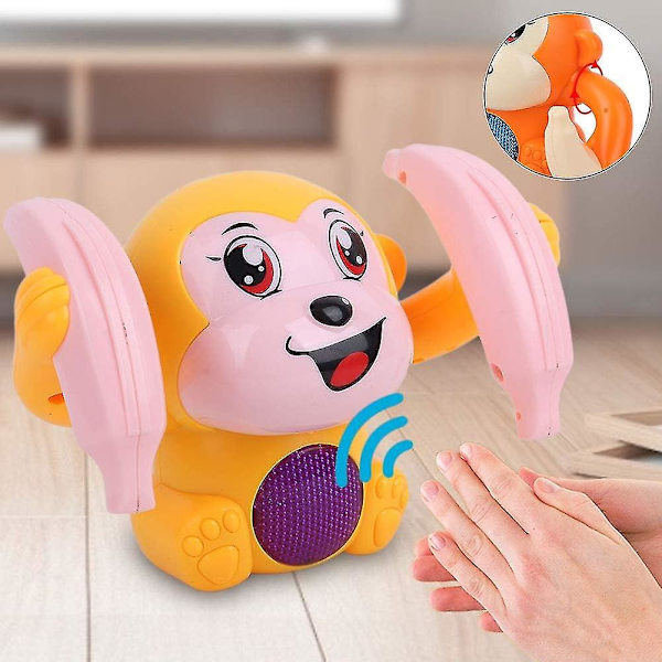 Elektrisk Tumbling Monkey Model Toy, stemmestyrt induksjonstegneserieleke (gul)