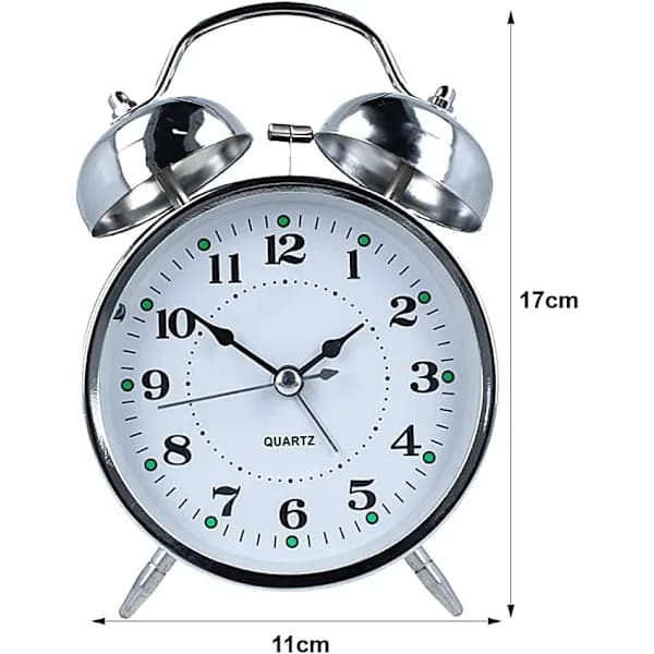 Twin Bell Clock, Bedside Alarm Clock, Classic Alarm Clock