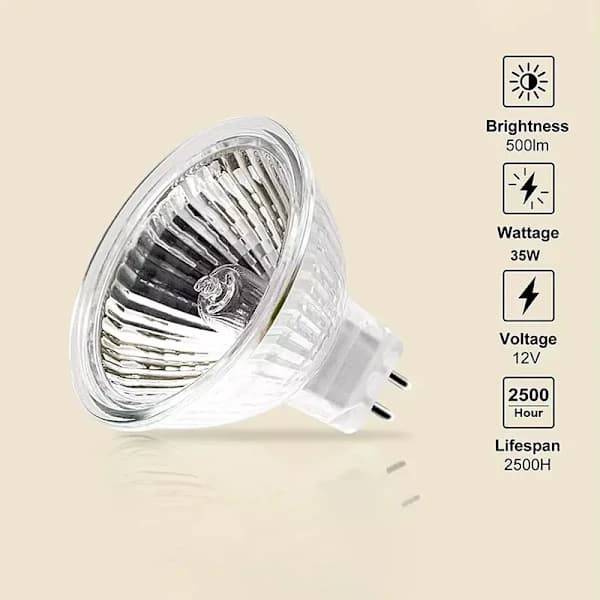 8-pack halogenlampor Mr16 35w 12v Dimbar - varmvit 2700k - 3000k, 400 lumen, skydd