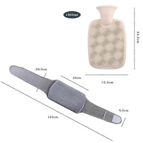 2 stk/sett Myk, fluffy varmtvannsflaskepose P Midjebelte Midjehånd For Kvinner Periode-Calu Lys Grå