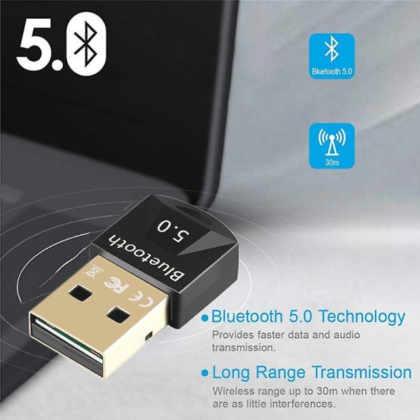Bluetooth 5.0 USB-adapter Dongle til PC-computer PS4 Aux Audio Bluetooth-adapter Dongle-modtager-sender trådløs adapter