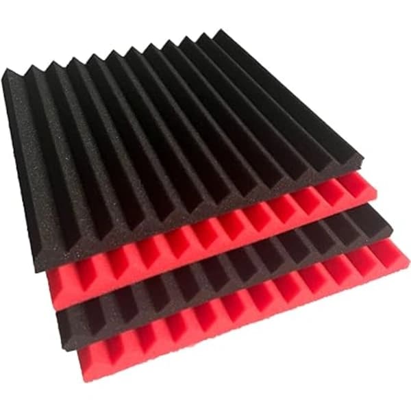 2 stk. rød/svart Absorb the echo AcoustFoam Panel Wedge Studio Lydisolering Veggplater
