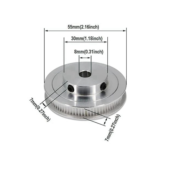 Gt2-remskiva 80 tänder 8 mm hål remskiva kuggrem aluminium för hastighetsreducerande rem 3d-skrivardelar