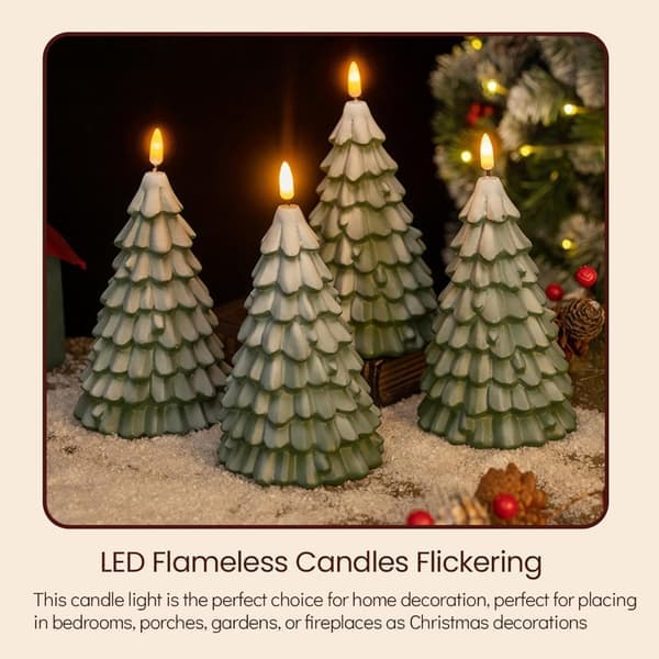 Christmas Tree Lights - LED Flameless Candles with Flickering Effect - Green - 4-pack