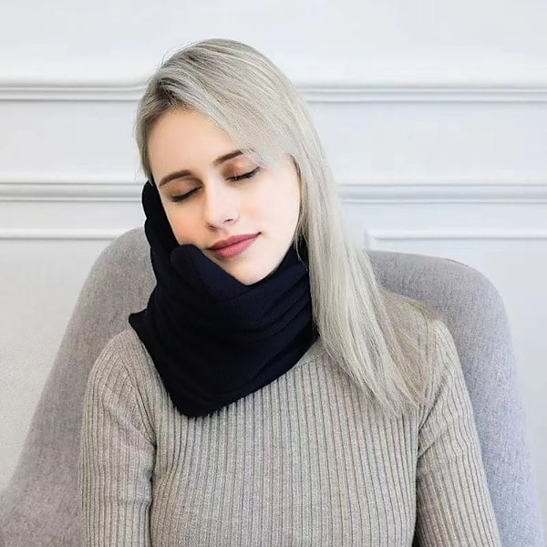 /HH/ Ergonomic Travel Pillow with Supportive Material - Black