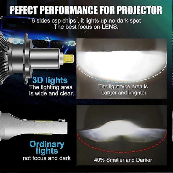 2 STK 30000LM LED-frontlyspærer H7 H11 9005 Multifunksjon 3000K/6000K Tåkelys 60000LM 9012(HIR2)