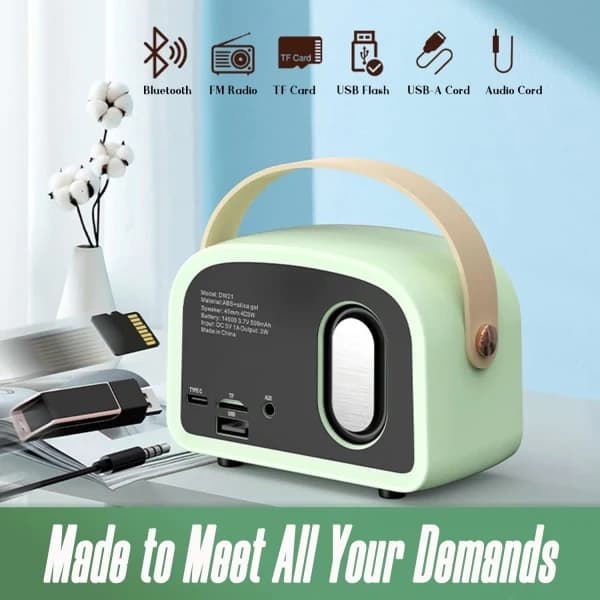 HA-Mini Radio Bluetooth-högtalare, Bärbar liten högtalare Vit