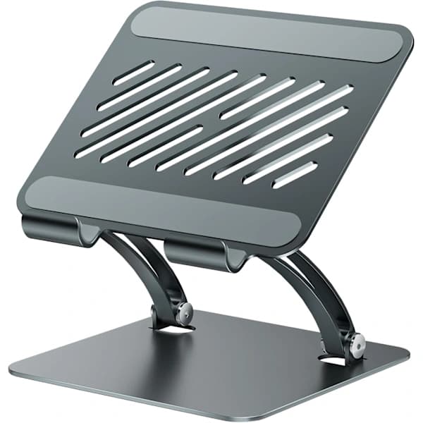 HA~Tablettfäste, Dubbel Stång Justerbart Aluminium Skrivbordsställ, Kompatibelt med 4.7-16.5 \" iPads, Surface Tablets, Portabel (Grå)