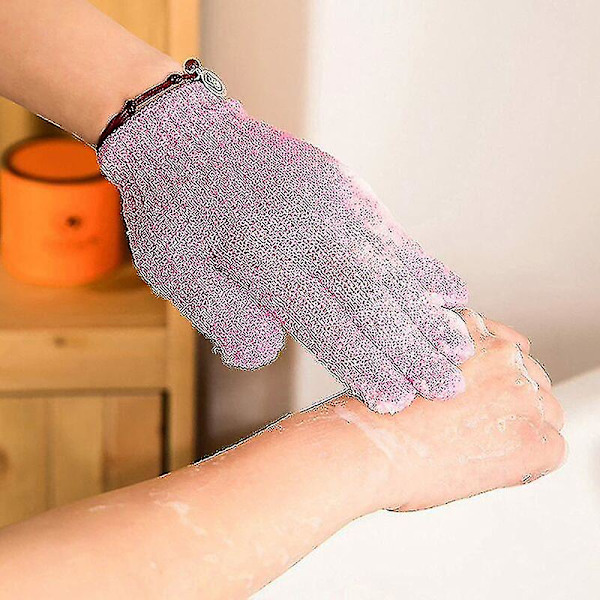 Exfolierande handskar, duschbad dubbelsidiga kroppsskrubbhandskar i olika färger
