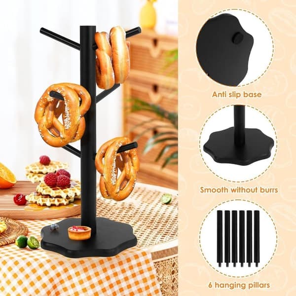 Kringelställ – 1/2-pack trädformat träställ för kringlor, kringelställ i bambu, för restaurang, café, bar och köksdekoration