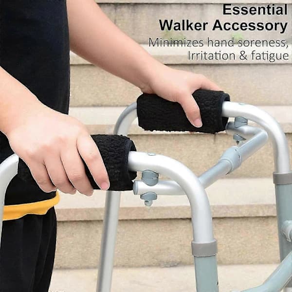 2-pakning Walker Håndtakbeskyttelse for Rullestol & Rollator, Eldre Håndtakputer, Svarte Håndtaksgrep [] Multolor