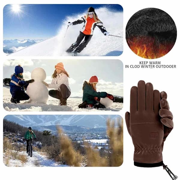 Vinterhandsker til mænd med touchscreen-fingre, varme touchscreen-handsker til mænd, vindtætte handsker til mænd, handsker til mænd med touchscreen-fingre Brow...
