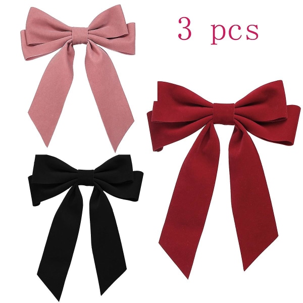 3-piece set of ladies hair clips, pink bow hair accessories for girls, birthday, party black ribbon bow hair clips, wedding hair accessories hea