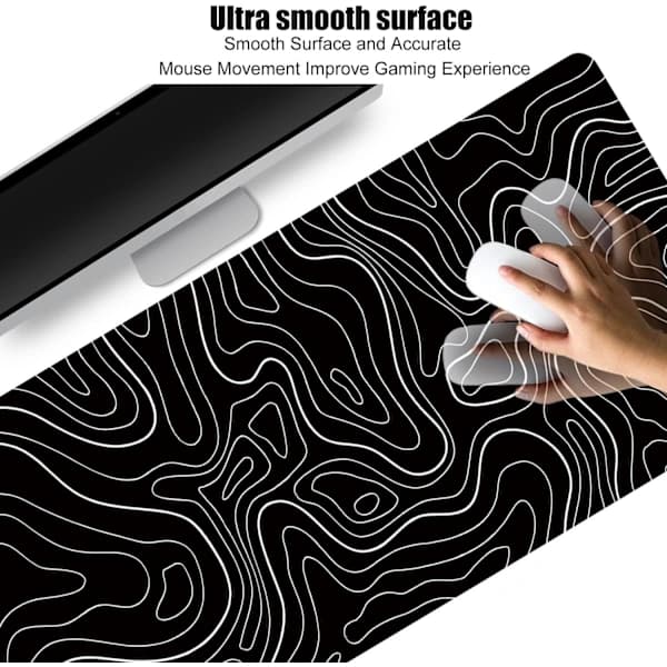 HA-Stor Spel Topo Musematte Svart og Hvit Terreng Musematte Bord Stor Musematte 80 x 30 cm