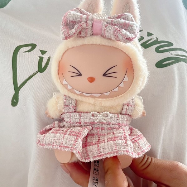 [HH] 17cm Labubu Dockkläder Söta Plyschdockans Kläder Monster Outfit Tillbehör Prinsessklänning Pärla Mini Rosa Prinsessklänning general 1