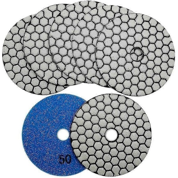 /HA/7 stk. Diamantpolerskive 4 \"/100 mm Tørre Diamantpolerpuder Til Marmor, Granit, Sten, Beton (#50)-CE