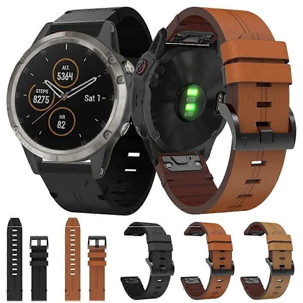 Läderarmband för Garmin Fenix 5 - Brun