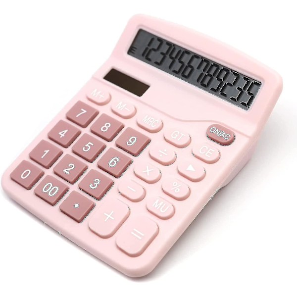 Pink Lommeregner, bordlommeregner 12 cifre med stort LCD-display/HH/