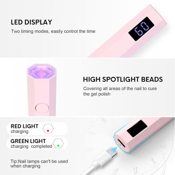 UV Nail Lamp with Digital Display - 2 Timer Settings & Adjustable Angle