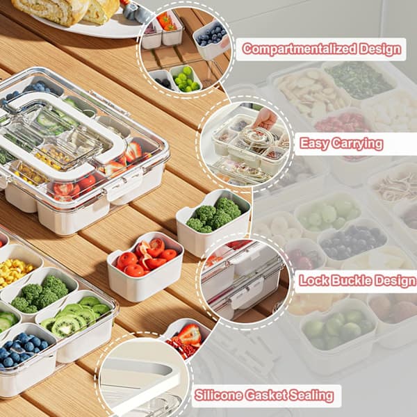 HA-Snacksboksbeholder, Charcuterie-Snacksboks for Bærbare Snacksbrett - Klar Organizer