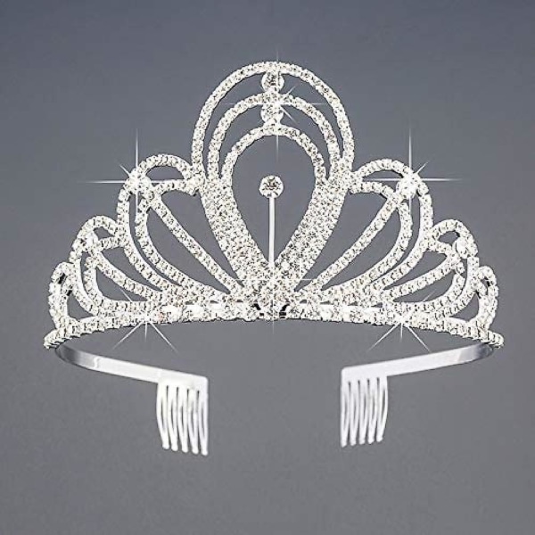 Krystal Rhinestone Krone med Kam Bryllup Tiara Brude Hårbånd til Damer og Piger, Størrelse 12,5*7cm/4,9*2,7 tommer,WZ-173R