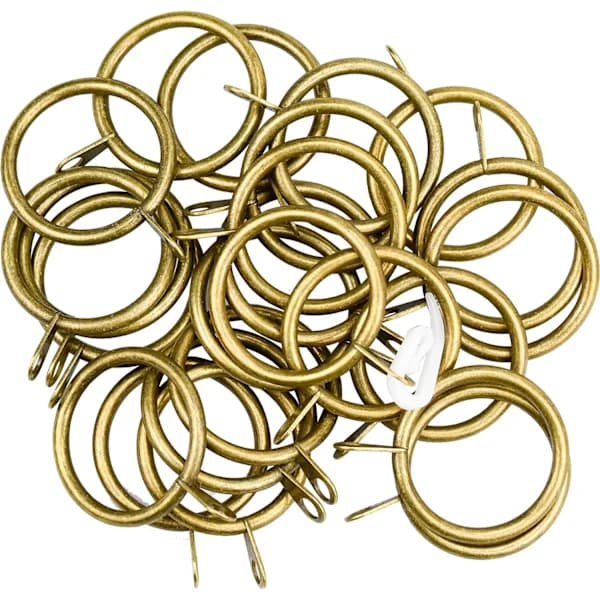 24 Sæt Metalgardinringe og Kroge Messing Rustfrit Metalgardinring 30mm Indvendig Diameter Hængende Ringkrog til Hjemmevindue Stang Dekoration
