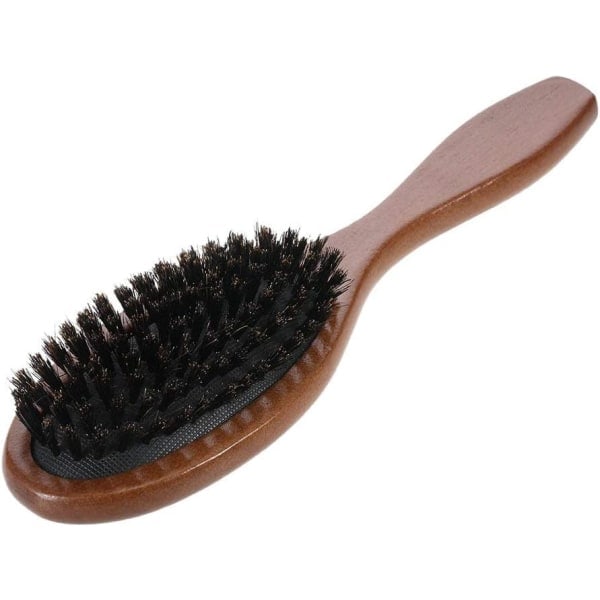 Natural wild boar brush hairbrush, antistatic scalp massage comb, oval wooden brush, beech handle