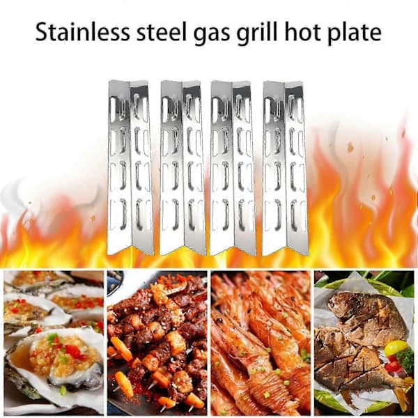 4 ST Varmeledningsplater i Rustfritt Stål for Gassgrill, Reservedeler for Master Forge/Perfect Flame Sølv Sølv