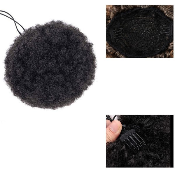 /HA/ Two 1B 6\"/20 cm Wigs with Puffy Flower Buds, Meatball Head, High Temperature Silk Wigs and Micro Curl Flower Buds