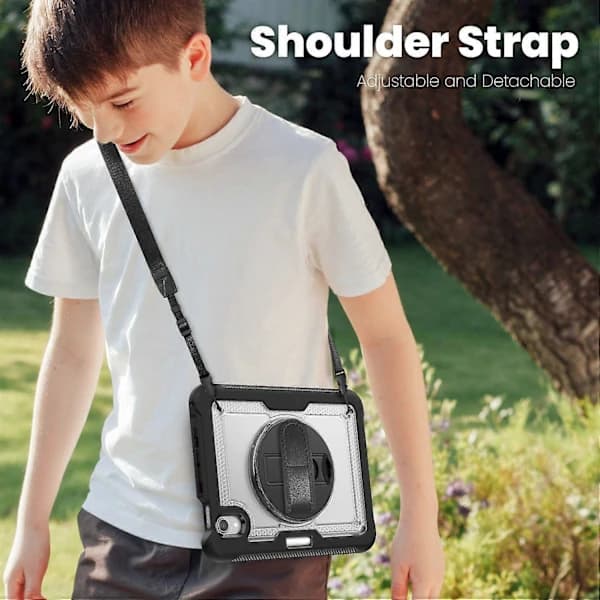 HA~ Case with Stand for iPad mini (2024)/(2021) PC+TPE Tablet Cover with Hand Strap and Shoulder Strap