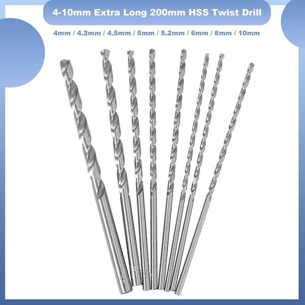4-10mm Ekstra Lang 200mm Hss Spiralbor Lige Skaft Sneglen Boring Bit Værktøj