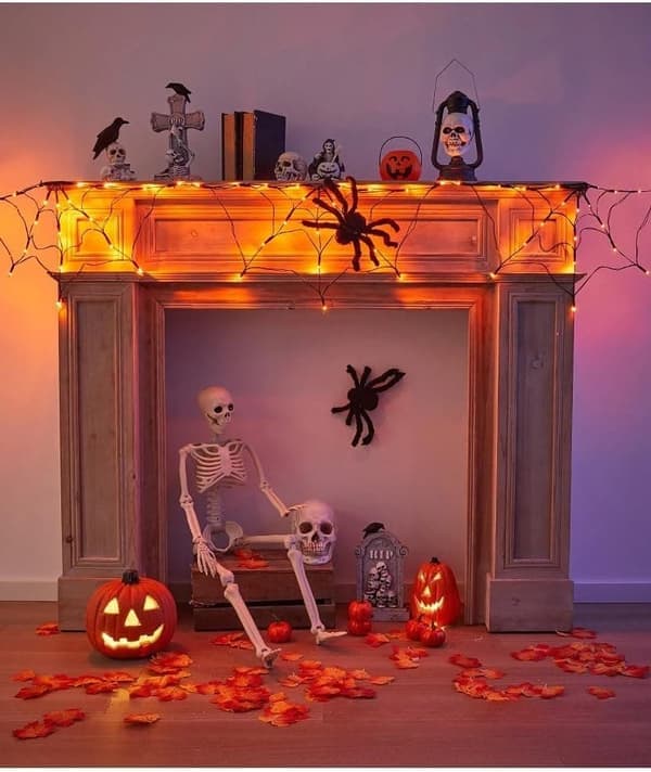 Halloween Spider Web 1.8m LED String Lights Battery/USB Waterproof for Garden and Home Decoration