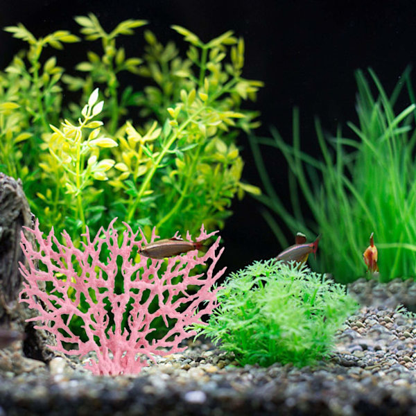 Kunstig Akvariekoral Ornament Plast Akvarium Planter Dekoration til Akvarium Fisk Tank Landskab (Pink)