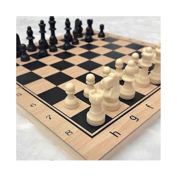 3 i 1 Sammenleggbart Sjakk Dame Backgammon Brettspill Bordspill Puslespill Leketøy - 29cm []