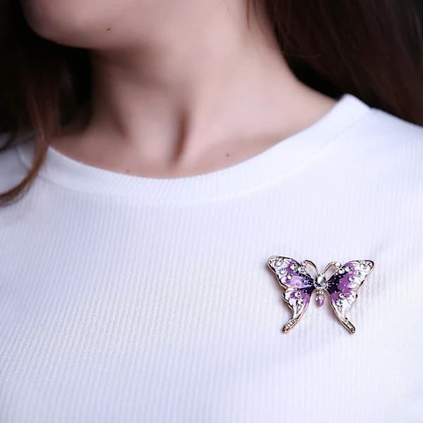 Broche, Retro Sommerfuglebroche Strassbroche Dame