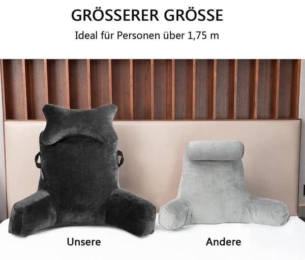 Ekstra Stor Ryglænskude med Armlæn – Læse- og Siddepude til Seng & Sofa