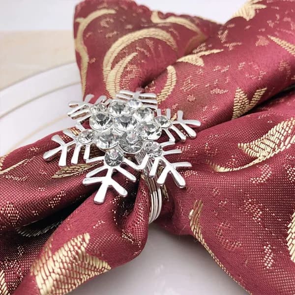 8 stk. juleservietringe snefnug servietringe sæt juleservietholdere bling sølv perleservietringe bryllup