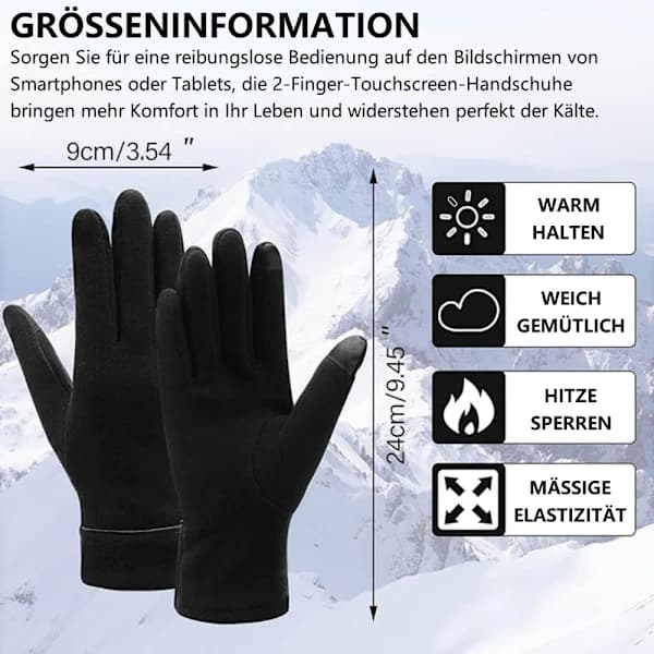 Varme touchscreen-handsker til damer med plysfor black