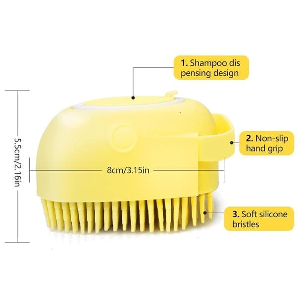 Duschborste för Hund & Katt - Silikon - Schampodispenser - 3-pack