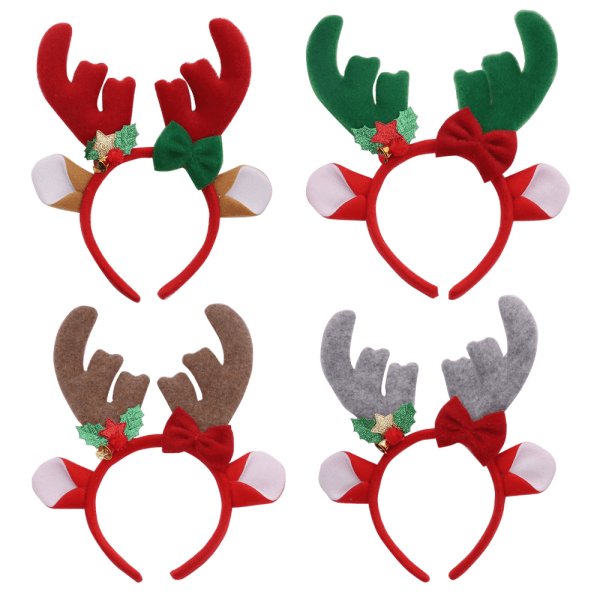 /HA/4 stk. Juledekorationer Tegneserie Hjortegevir Pandebånd Rudolph Hovedbeklædning Pandebånd Børnehave Børn Gaver