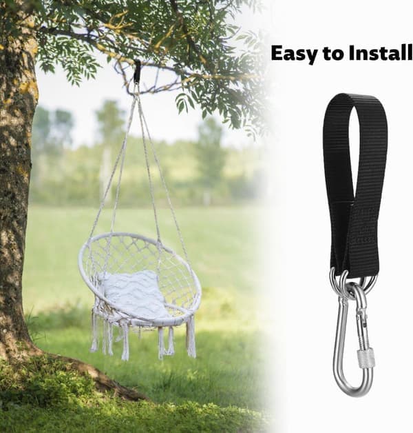 Havemøbler - Rivfast nylonrem til gynger - 30 cm med D-ring - 2 stykker (sort)
