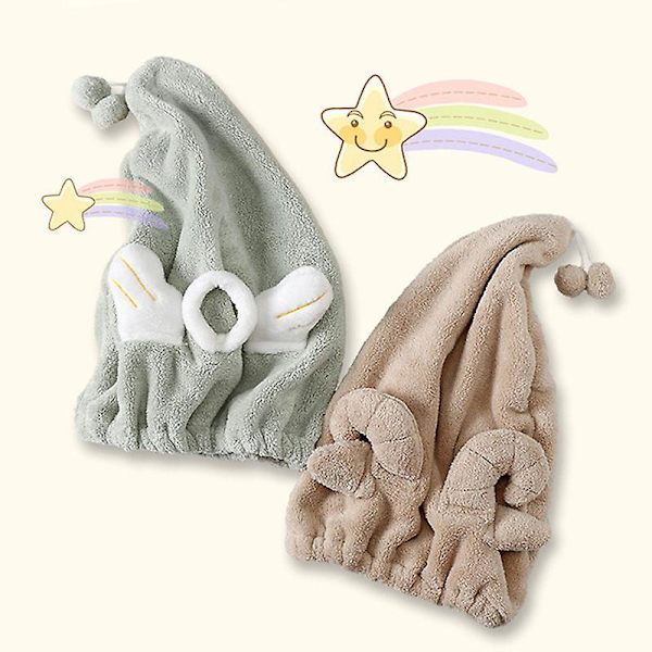 Sød tegneserie brusebad cap koral fleece hår turban badeværelse cap bærbare kvinder tørre hår hat hurtigt tørre indpakket håndklæde 1 stk