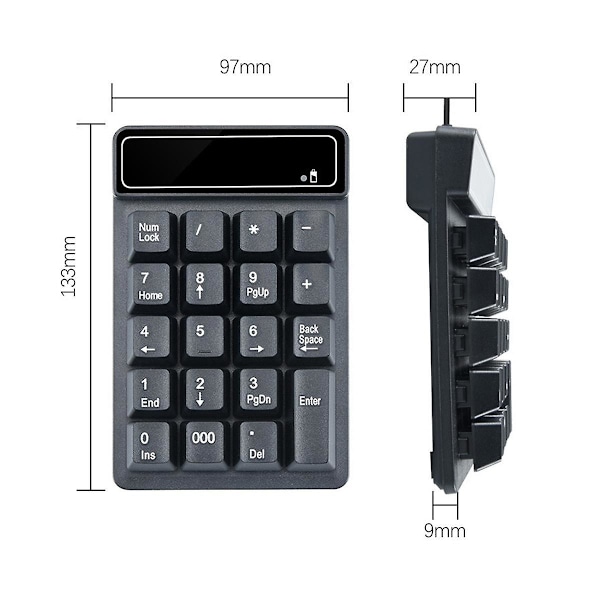 2.4ghz langaton näppäimistö Mini Usb numeronäppäimistö 19 näppäintä numeronäppäimistö Numpad vastaanotin kirjanpitoon