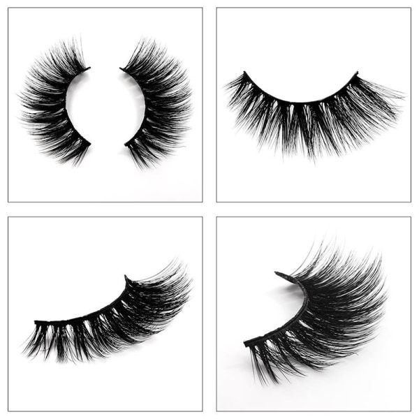 /HH/5-pack lösögonfransar - 3D faux mink - G504 Svart